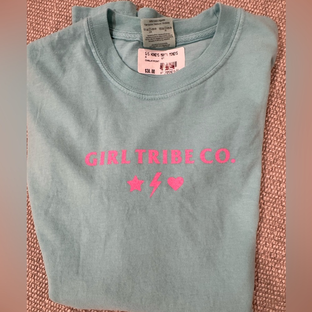 Comfort Colors Light Blue Tee with Pink Print